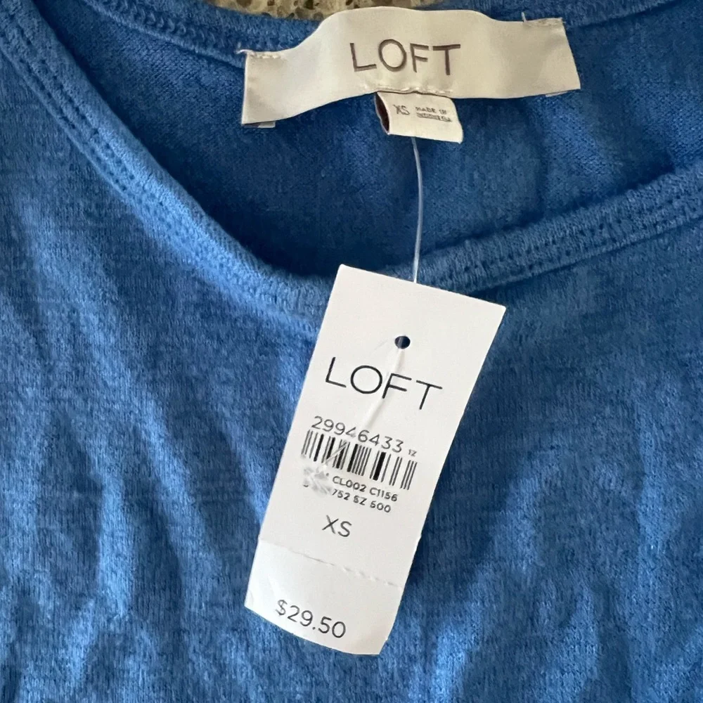 LOFT Cornflower Blue Knit Tank with Scoop Neck - Picture 2 of 2
